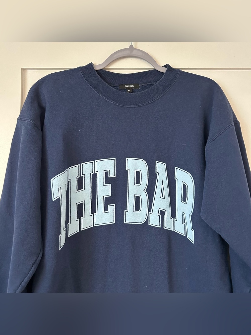 The Bar Varsity Sweatshirt Navy Blue Size Medium - Picture 3 of 5